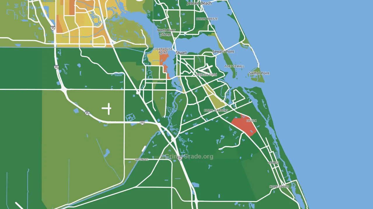 Martin County, FL Map of Murder Rates