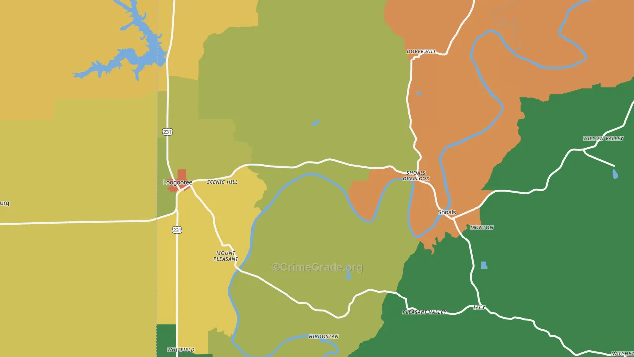 Martin County, IN Map of Murder Rates