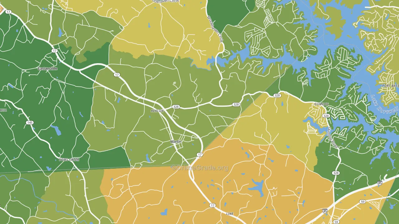 Martin, GA Map of Murder Rates
