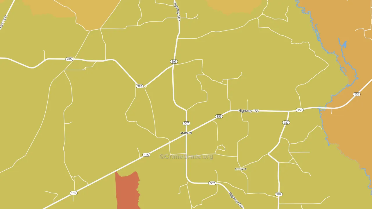 Martin, LA Map of Murder Rates