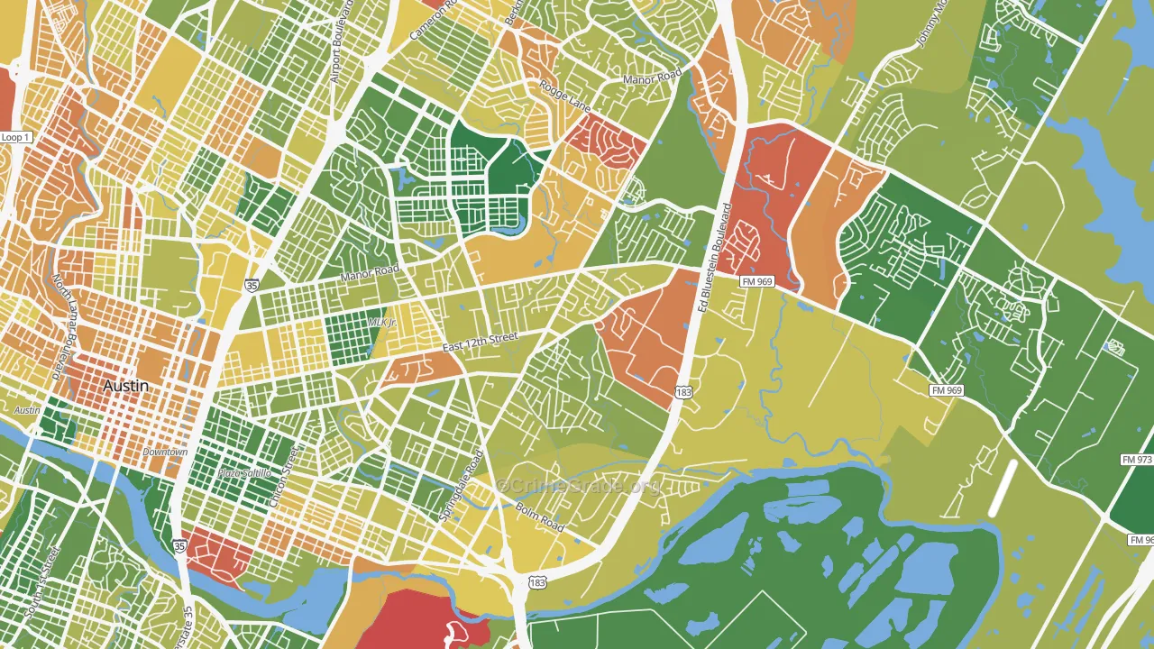 Martin Luther King, Austin, TX Map of Murder Rates