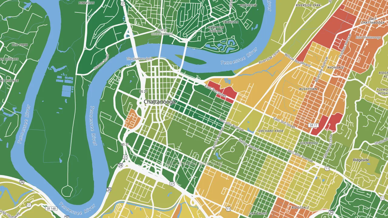 Martin Luther King, Chattanooga, TN Map of Murder Rates