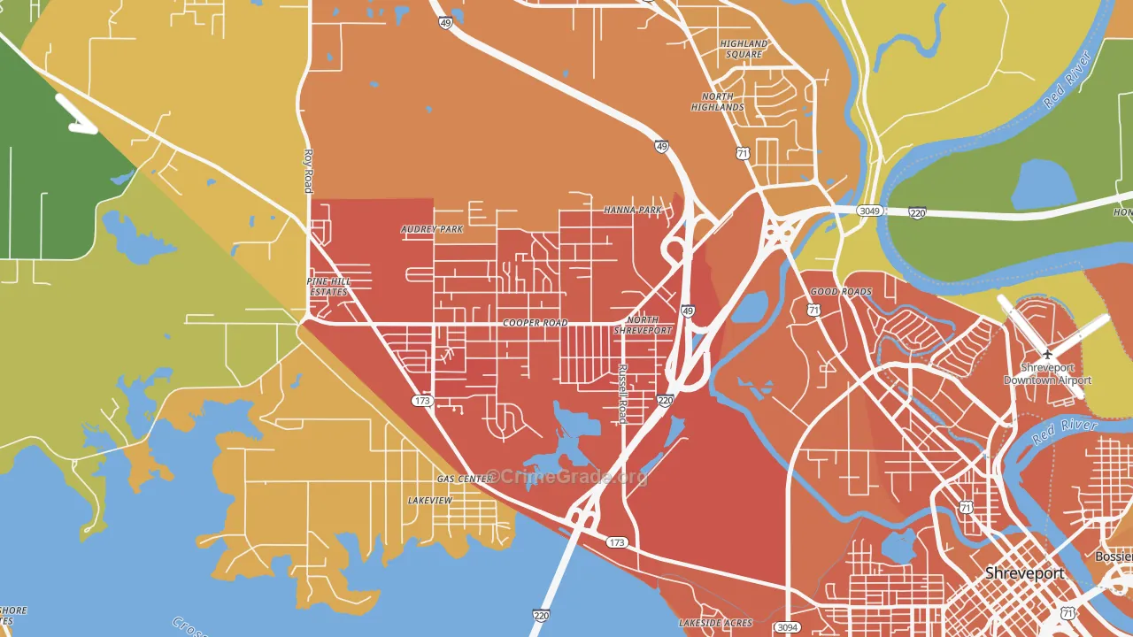Martin Luther King, Shreveport, LA Map of Murder Rates