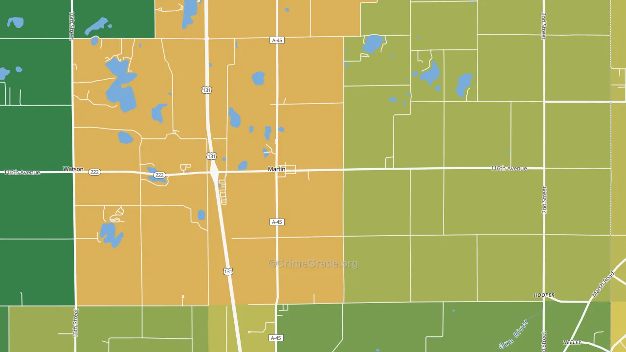 Martin, MI Map of Murder Rates
