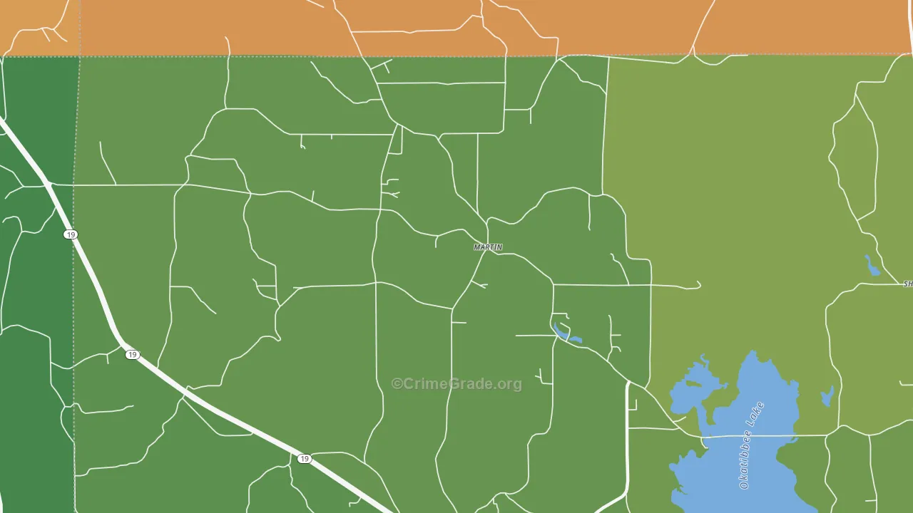Martin, MS Map of Murder Rates