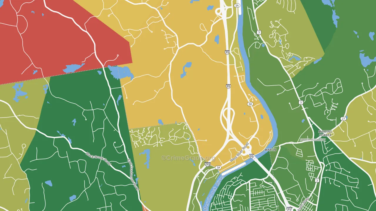 Martin, NH Map of Murder Rates