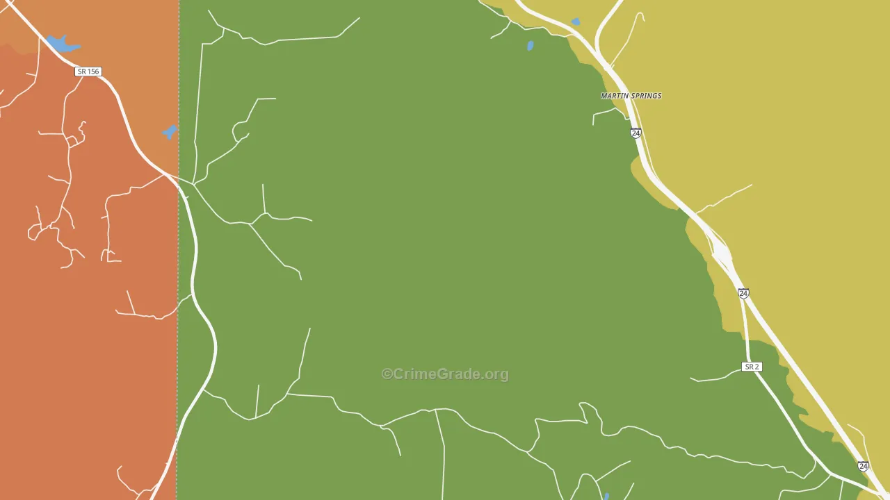 Martin Springs, TN Map of Murder Rates