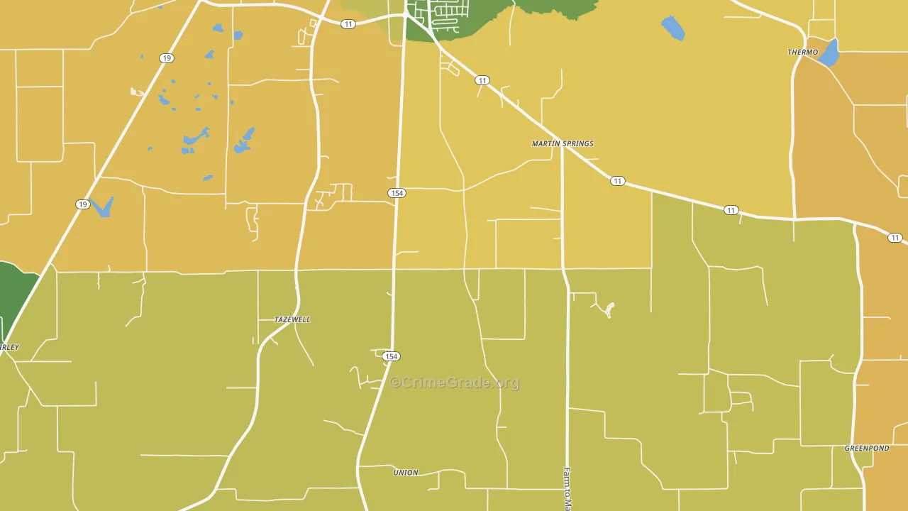 Martin Springs, TX Map of Murder Rates