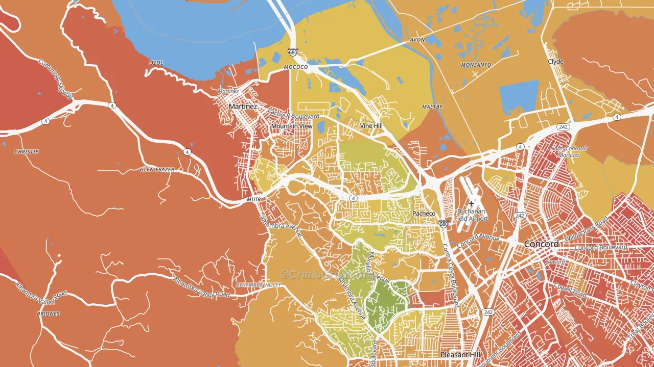Martinez, CA Map of Murder Rates