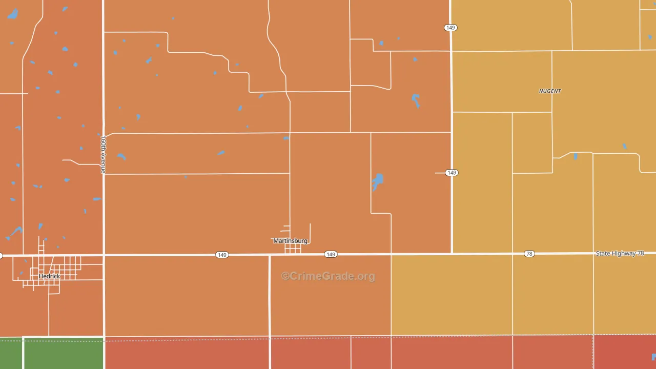 Martinsburg, IA Map of Murder Rates