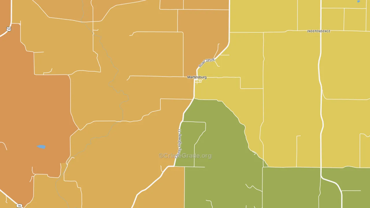 Martinsburg, IL Map of Murder Rates