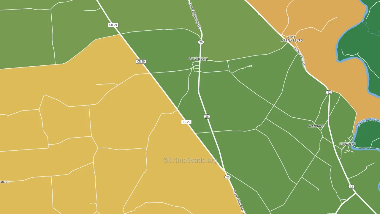 Martinsburg, NY Map of Murder Rates