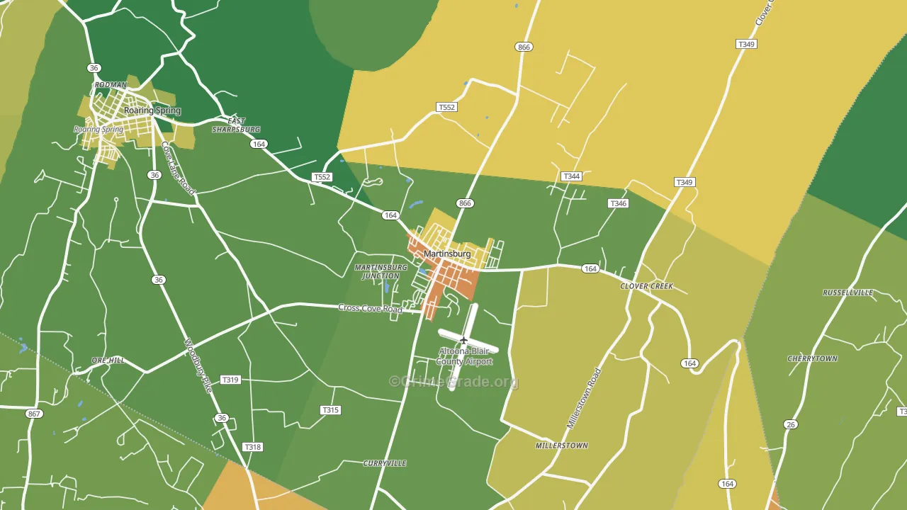Martinsburg, PA Map of Murder Rates