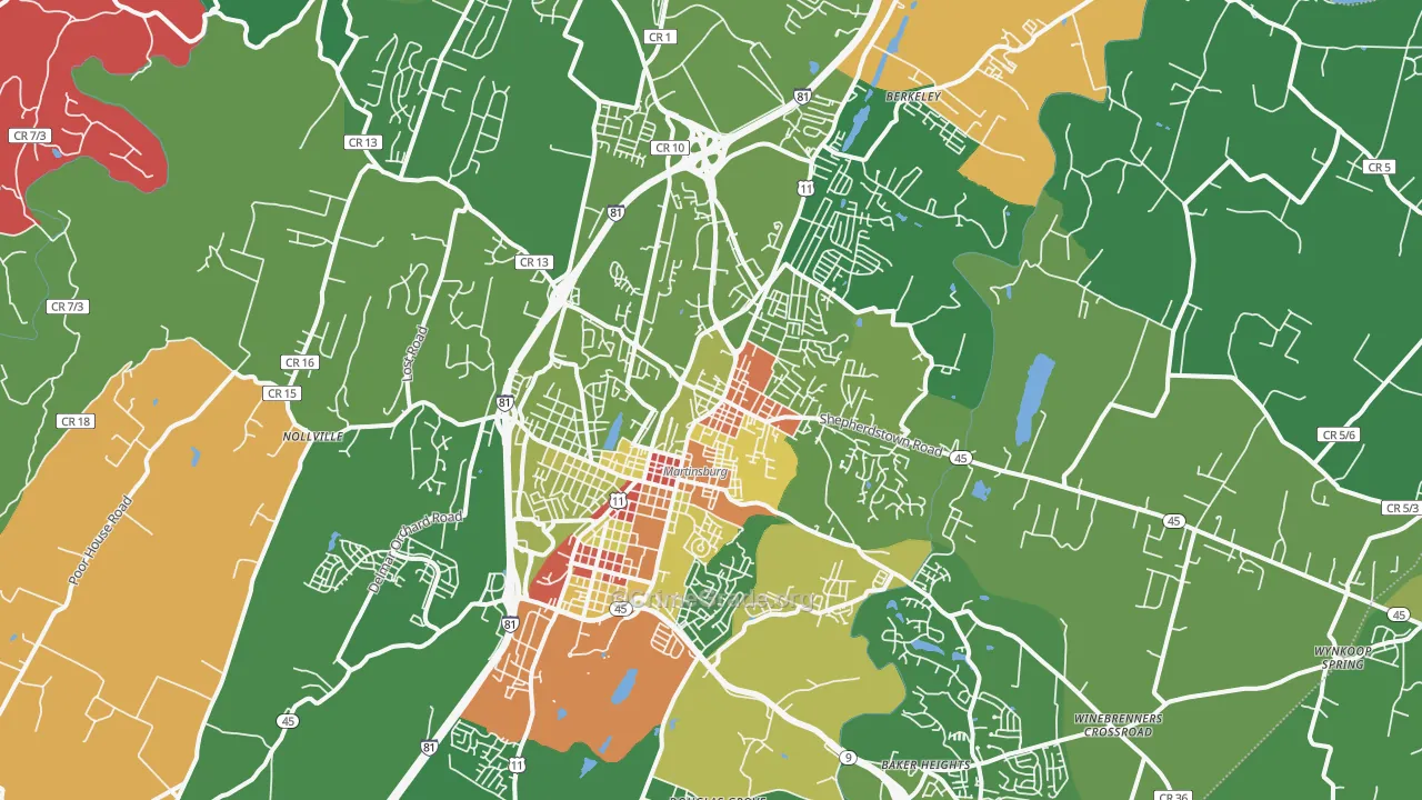 Martinsburg, WV Map of Murder Rates