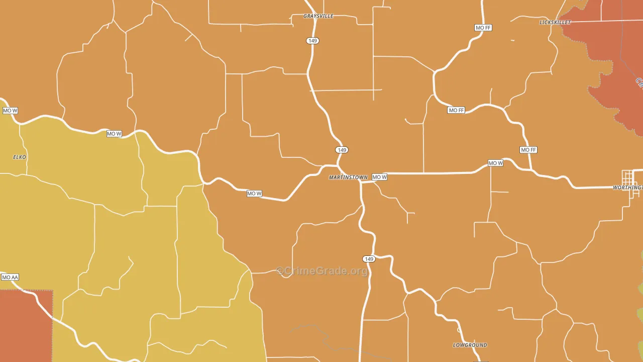Martinstown, MO Map of Murder Rates