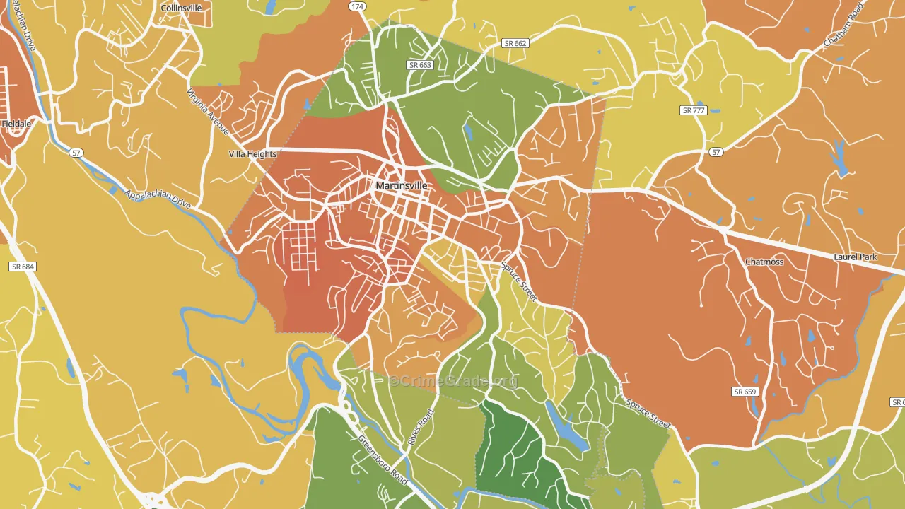 Martinsville City, VA Map of Murder Rates