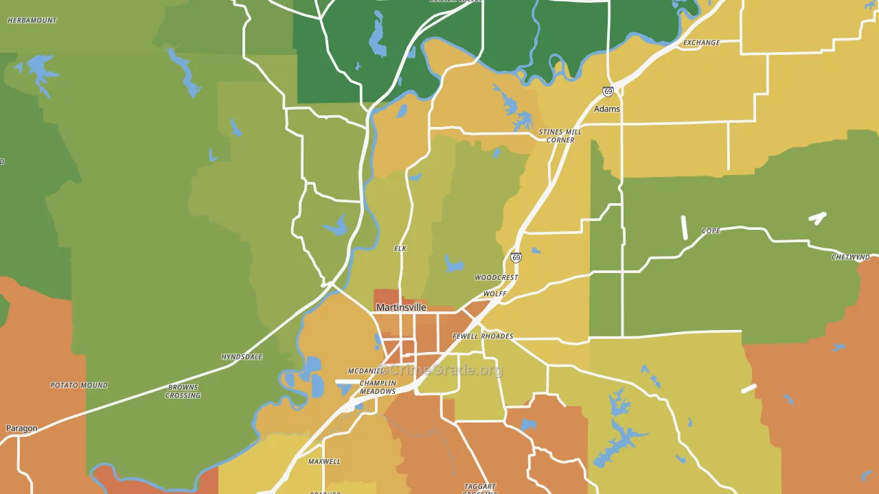 Martinsville, IN Map of Murder Rates
