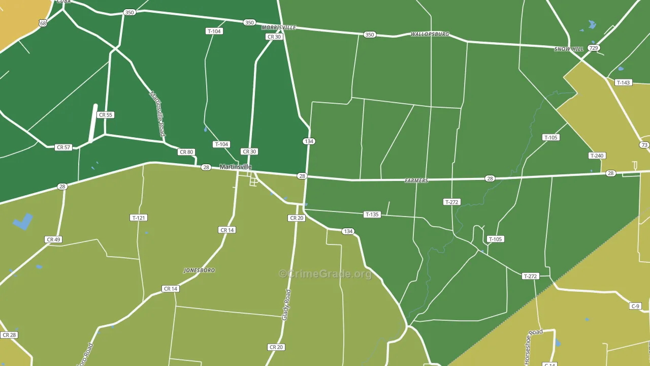 Martinsville, OH Map of Murder Rates