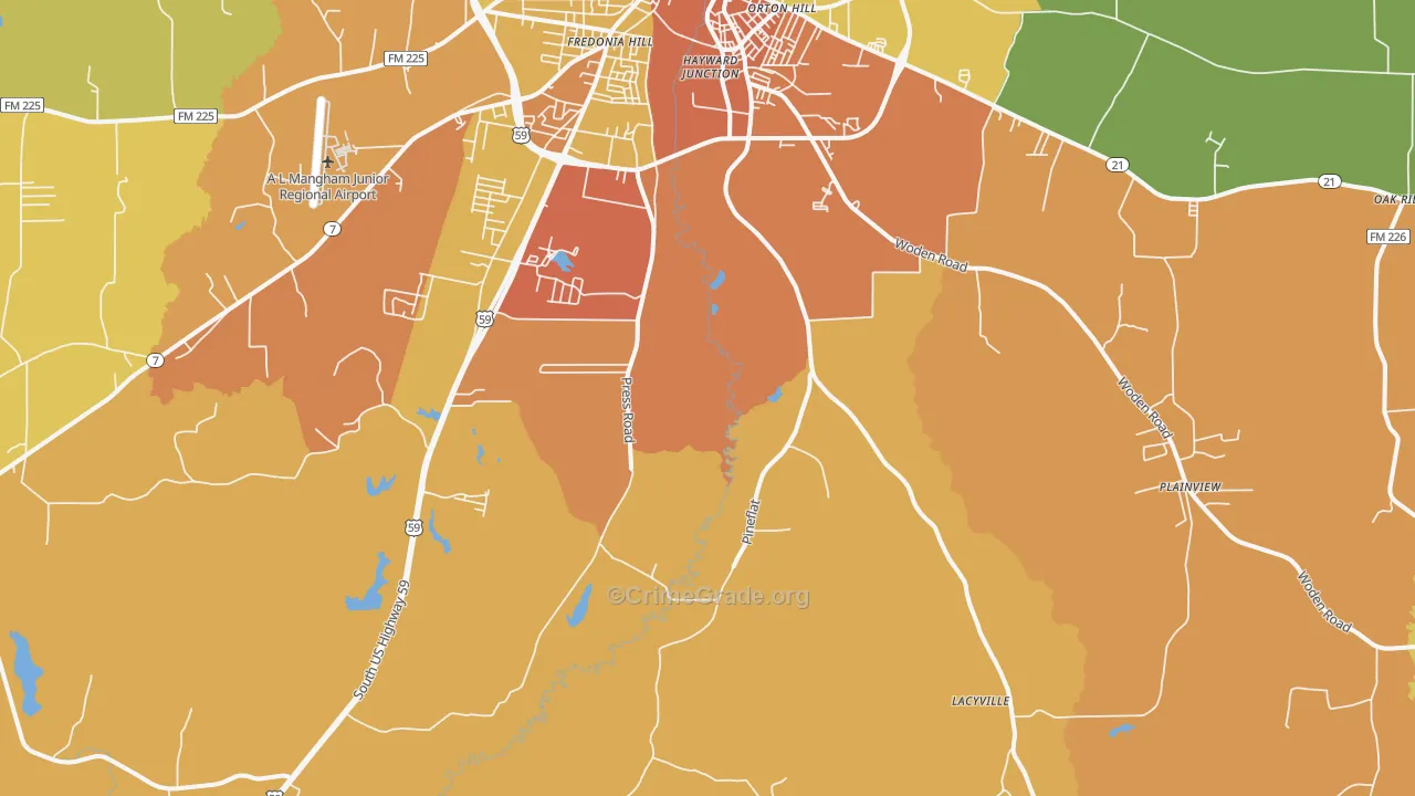 Martinsville, TX Map of Murder Rates