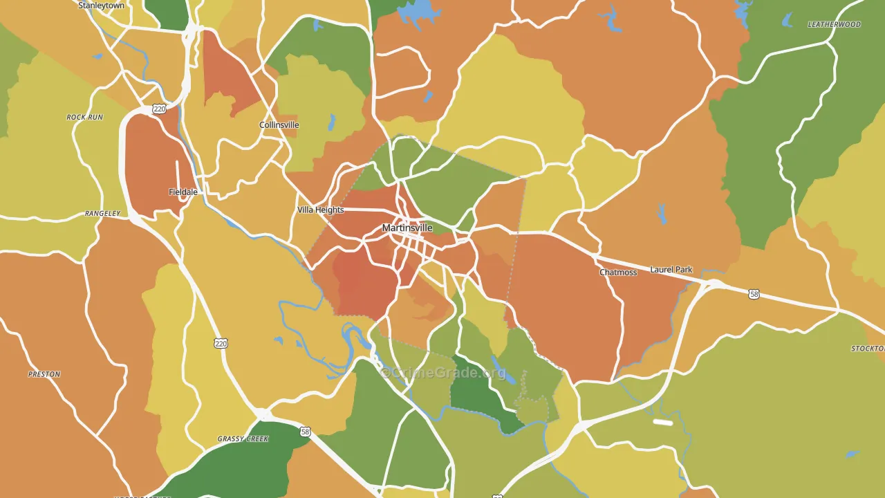 Martinsville, VA Map of Murder Rates