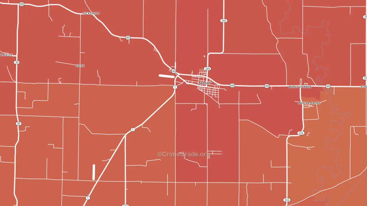 Marvell, AR Map of Murder Rates