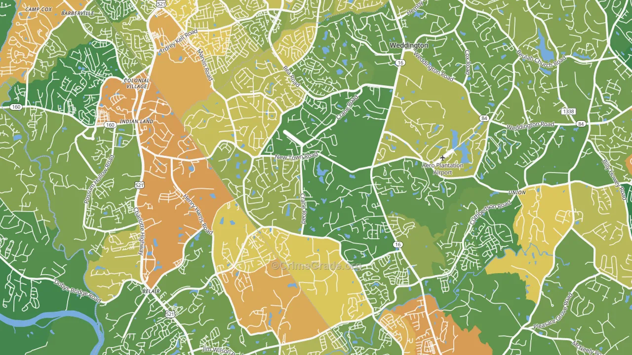 Marvin, NC Map of Murder Rates