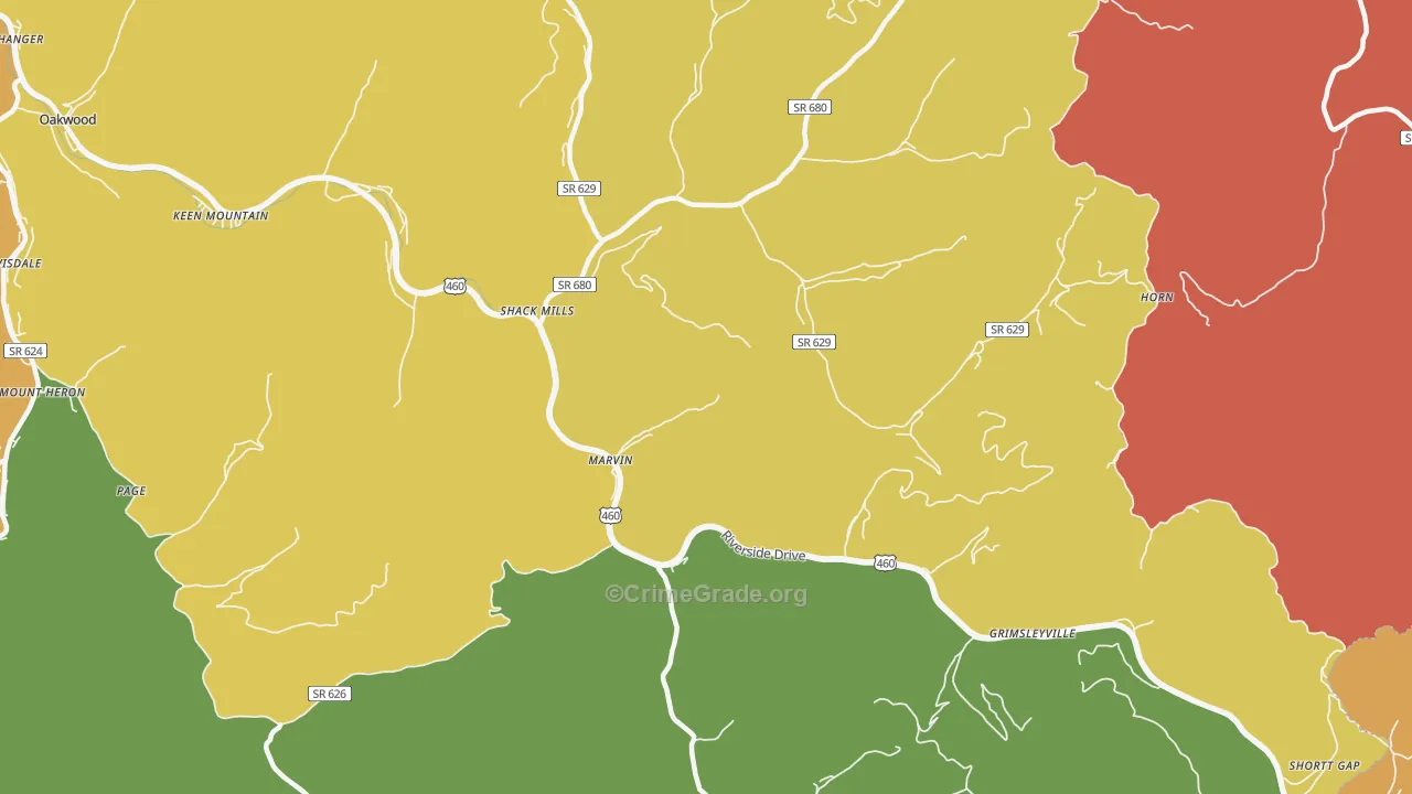 Marvin, VA Map of Murder Rates