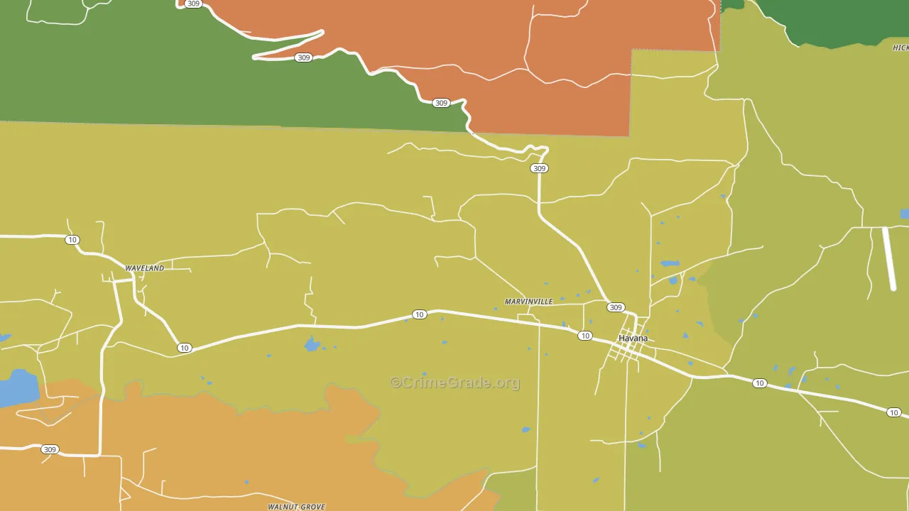 Marvinville, AR Map of Murder Rates