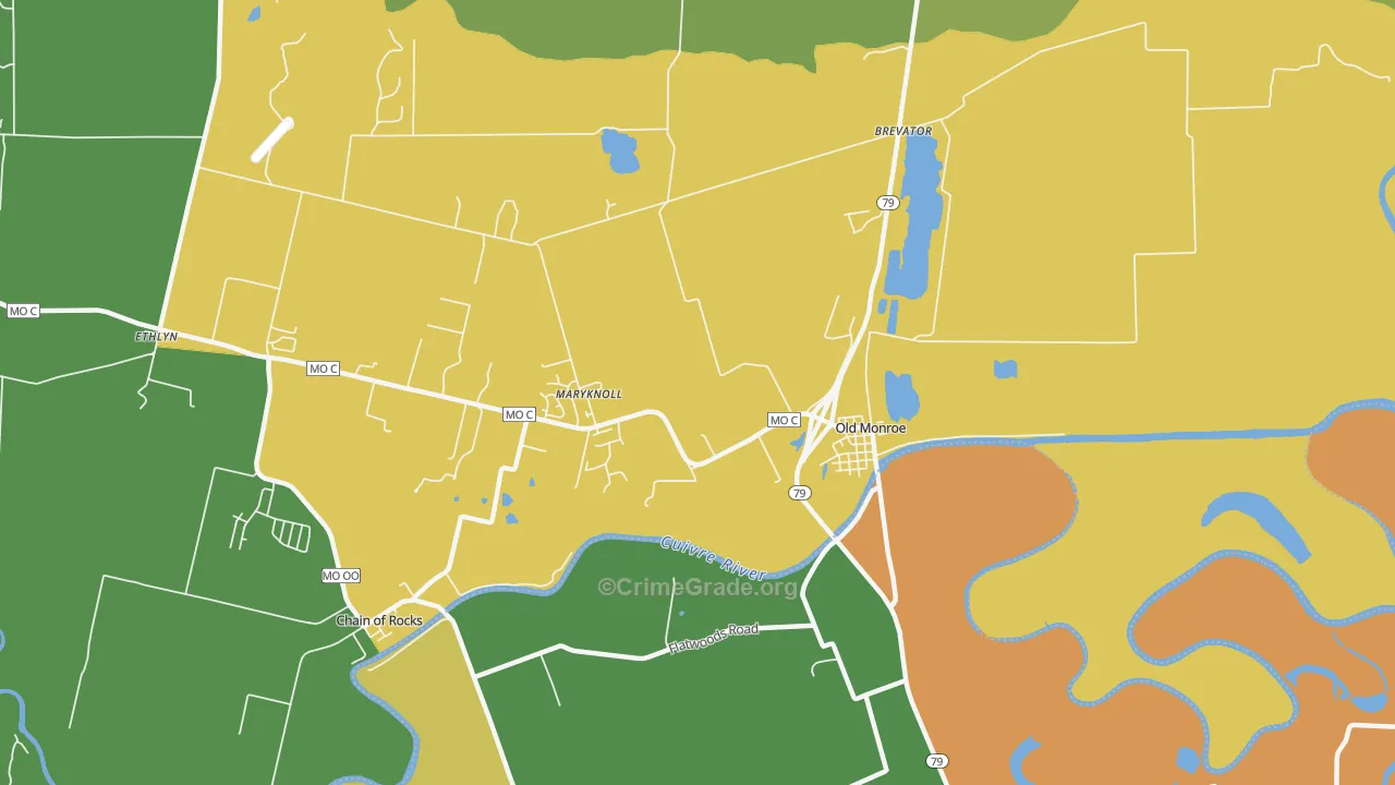 Maryknoll, MO Map of Murder Rates