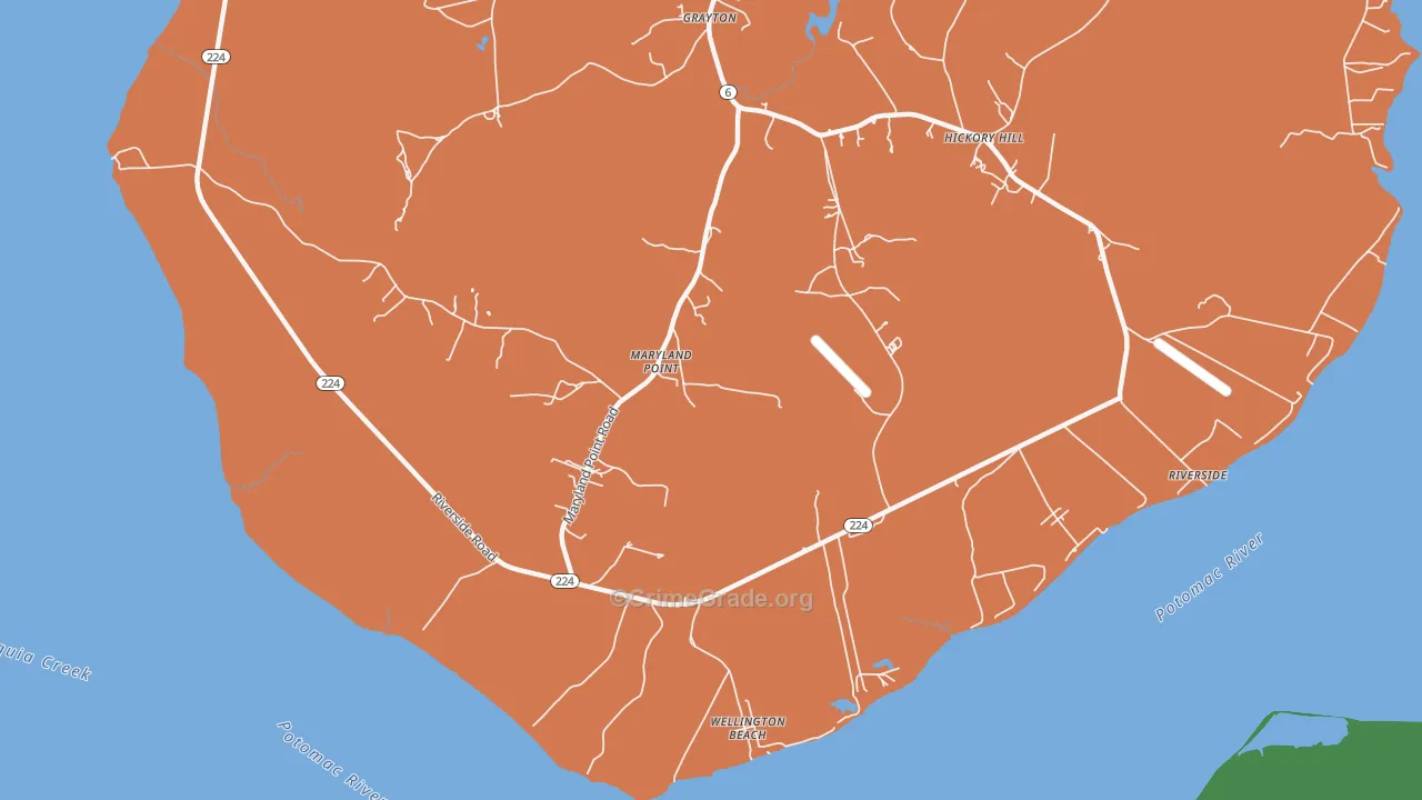 Maryland Point, MD Map of Murder Rates