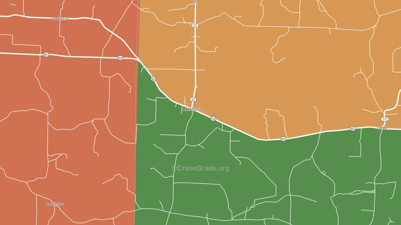 Marysville, AR Map of Murder Rates