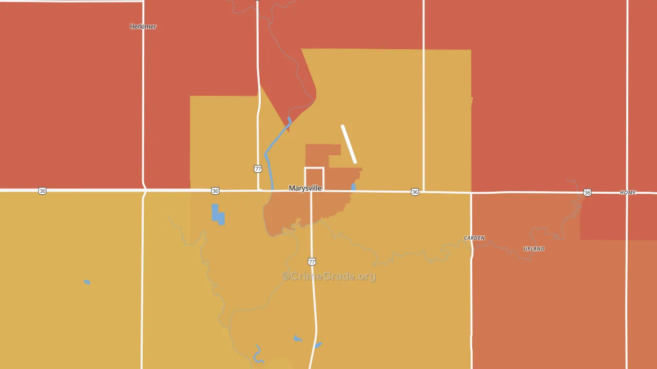 Marysville, KS Map of Murder Rates