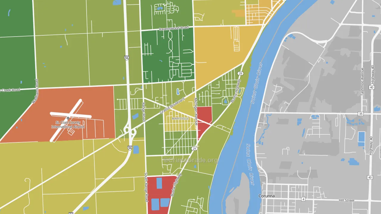 Marysville, MI Map of Murder Rates
