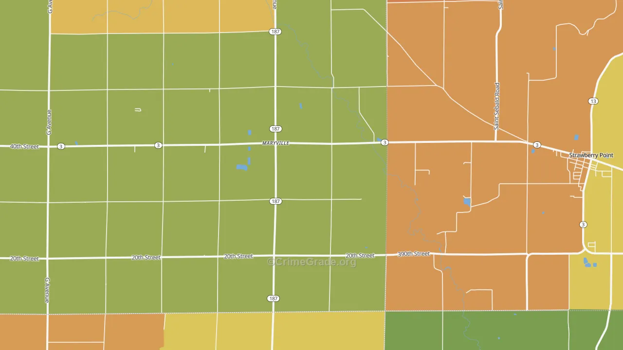 Maryville, IA Map of Murder Rates
