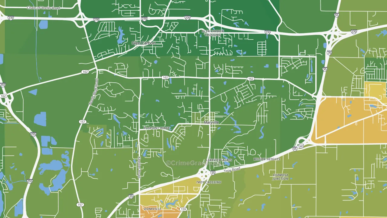 Maryville, IL Map of Murder Rates