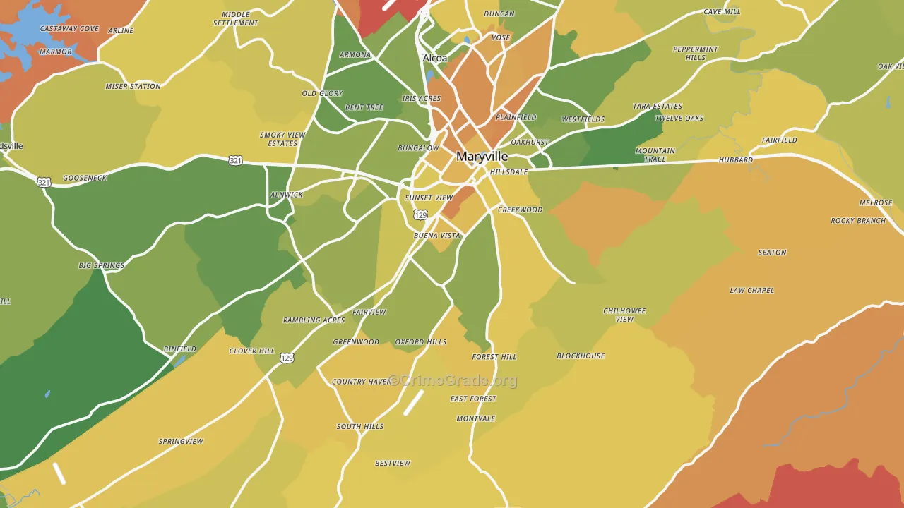 Maryville, TN Map of Murder Rates