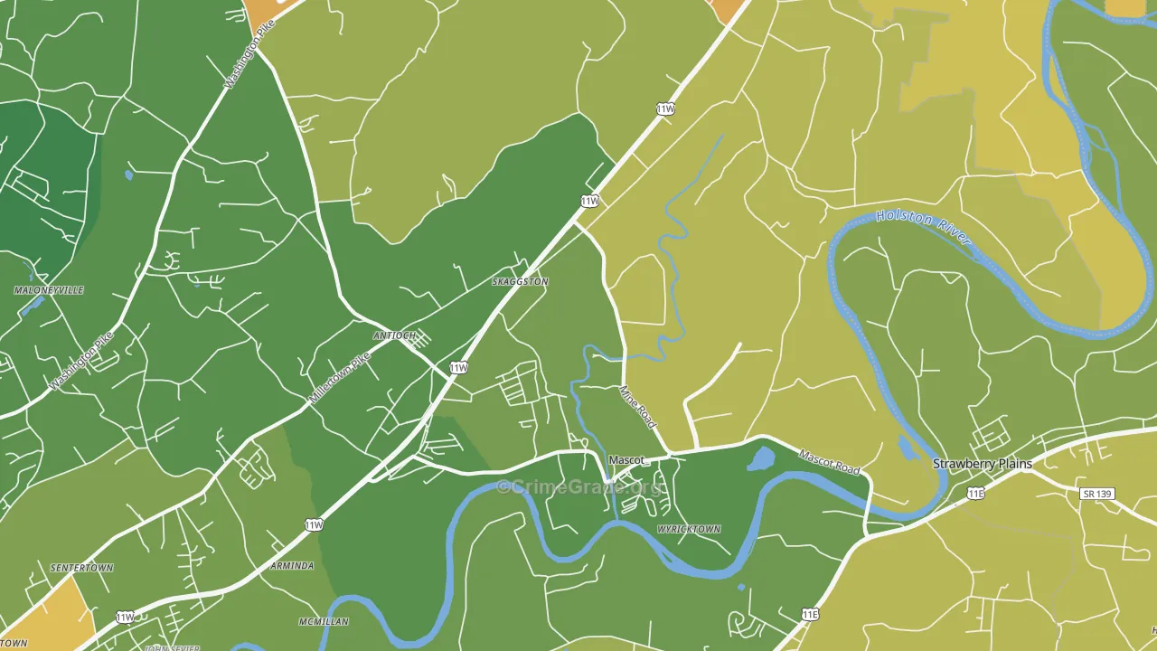 Mascot, TN Map of Murder Rates