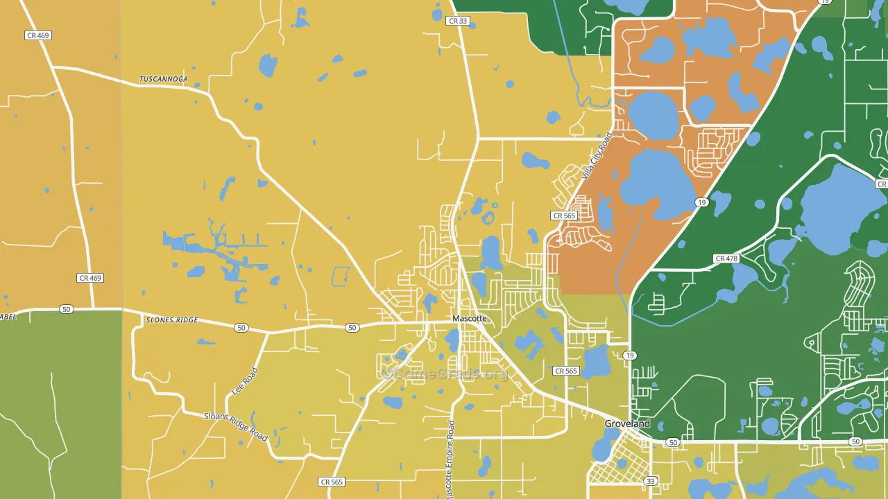 Mascotte, FL Map of Murder Rates