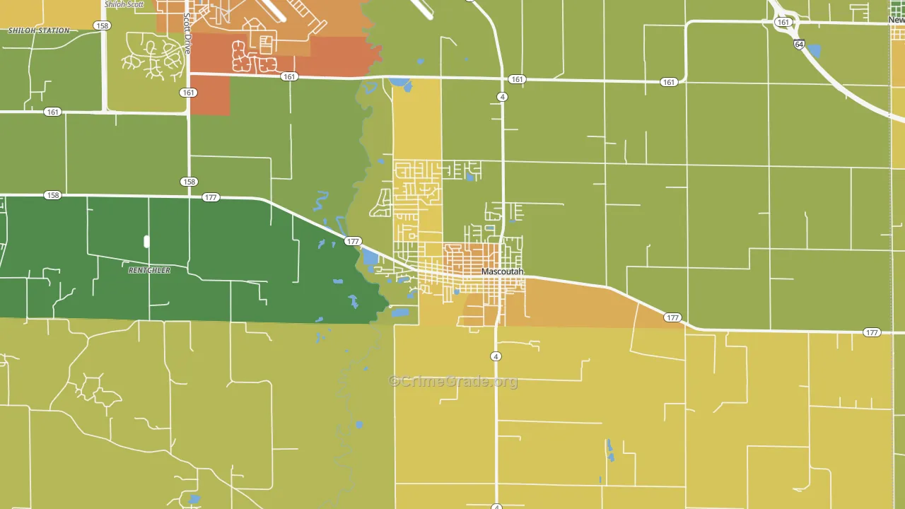Mascoutah, IL Map of Murder Rates
