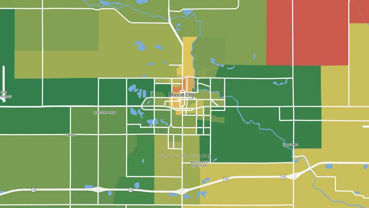 Mason City, IA Map of Murder Rates