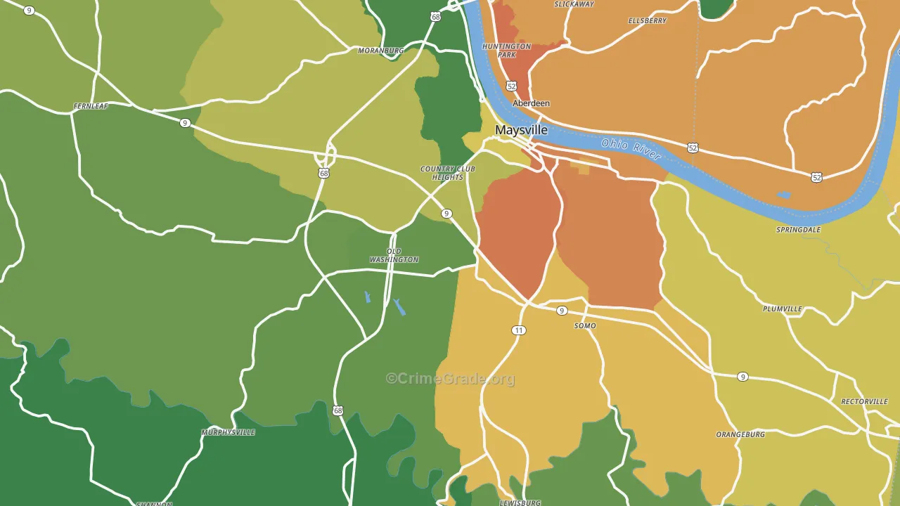 Mason County, KY Map of Murder Rates