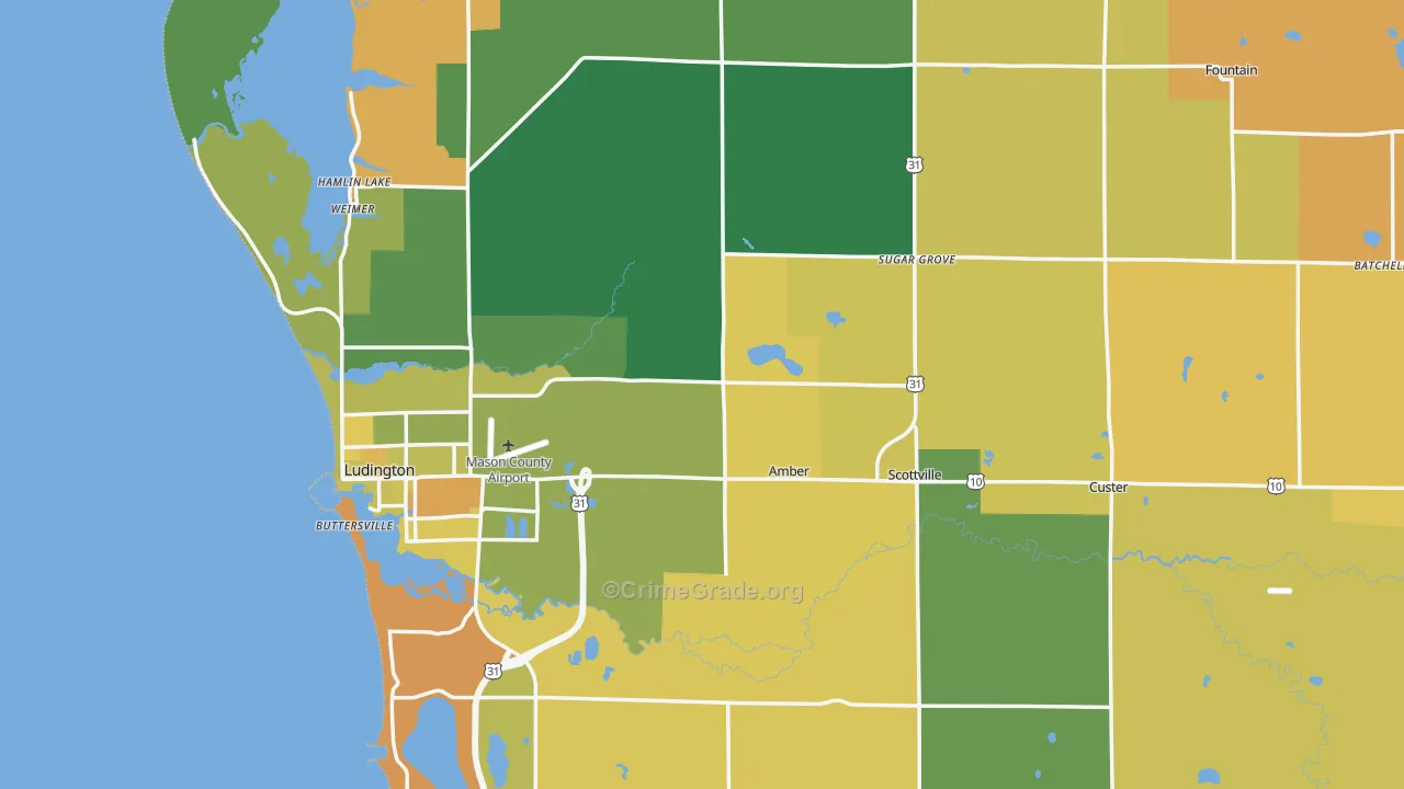 Mason County, MI Map of Murder Rates