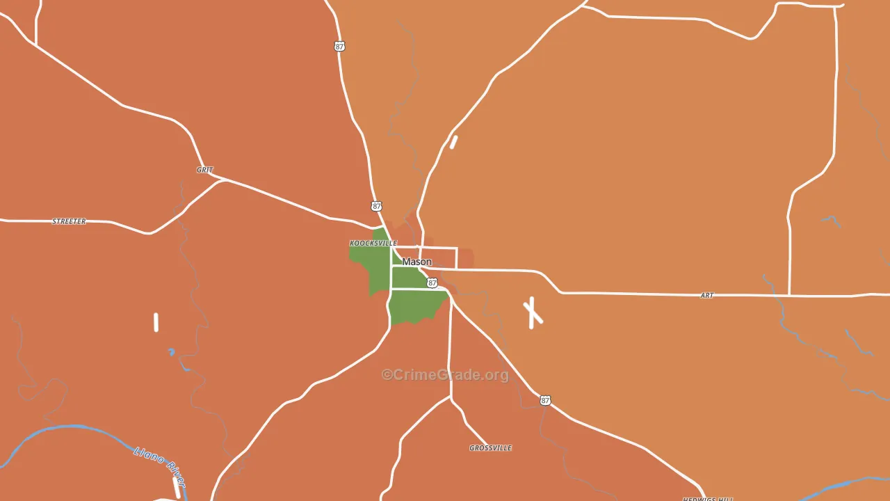 Mason County, TX Map of Murder Rates