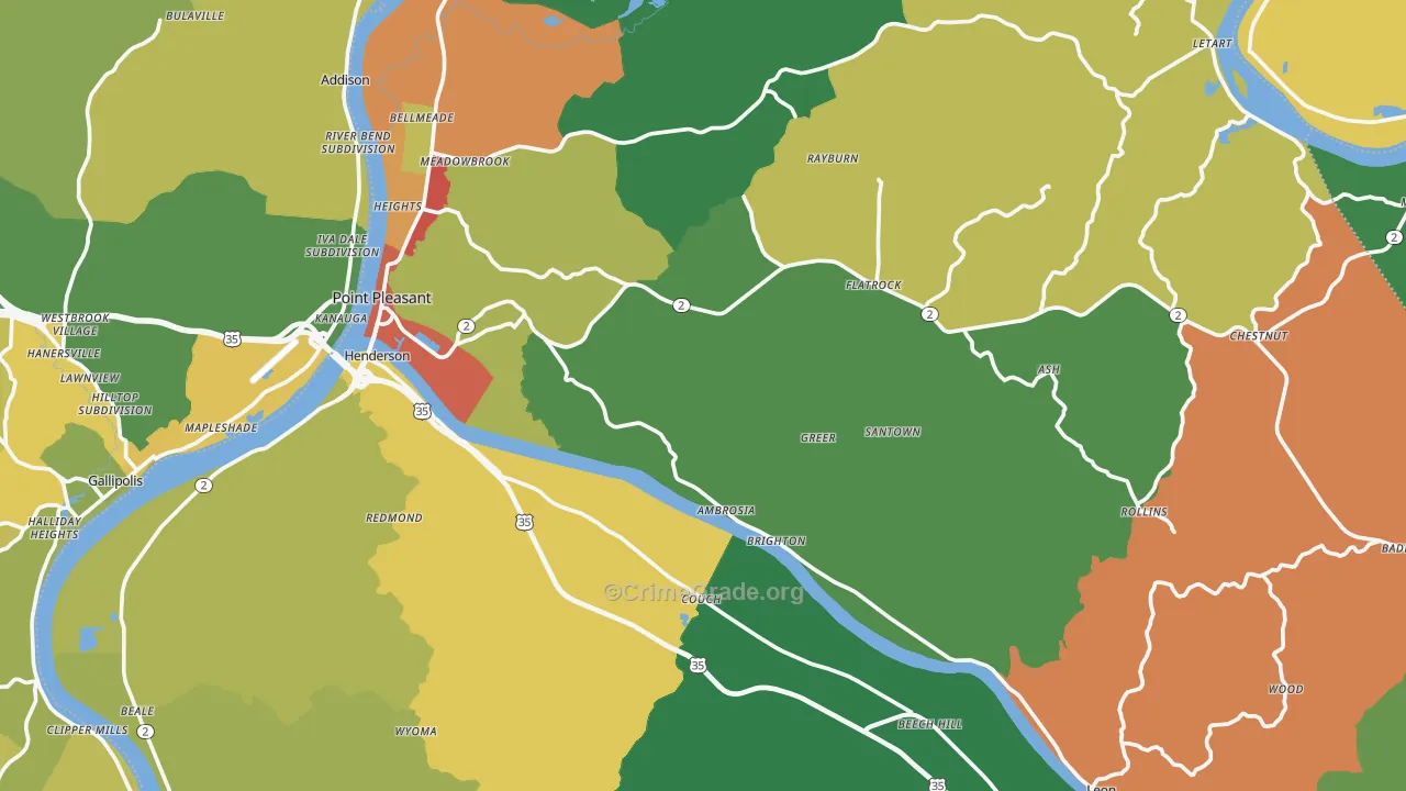 Mason County, WV Map of Murder Rates