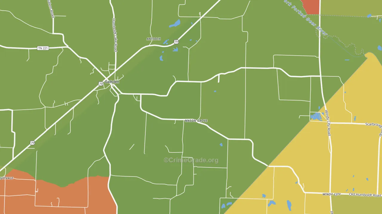 Mason Grove, TN Map of Murder Rates