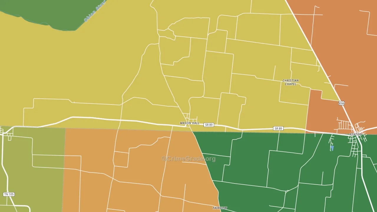 Mason Hall, TN Map of Murder Rates