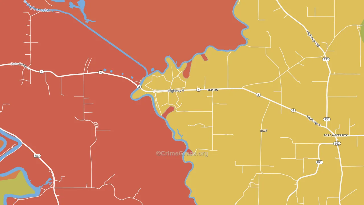 Mason, LA Map of Murder Rates