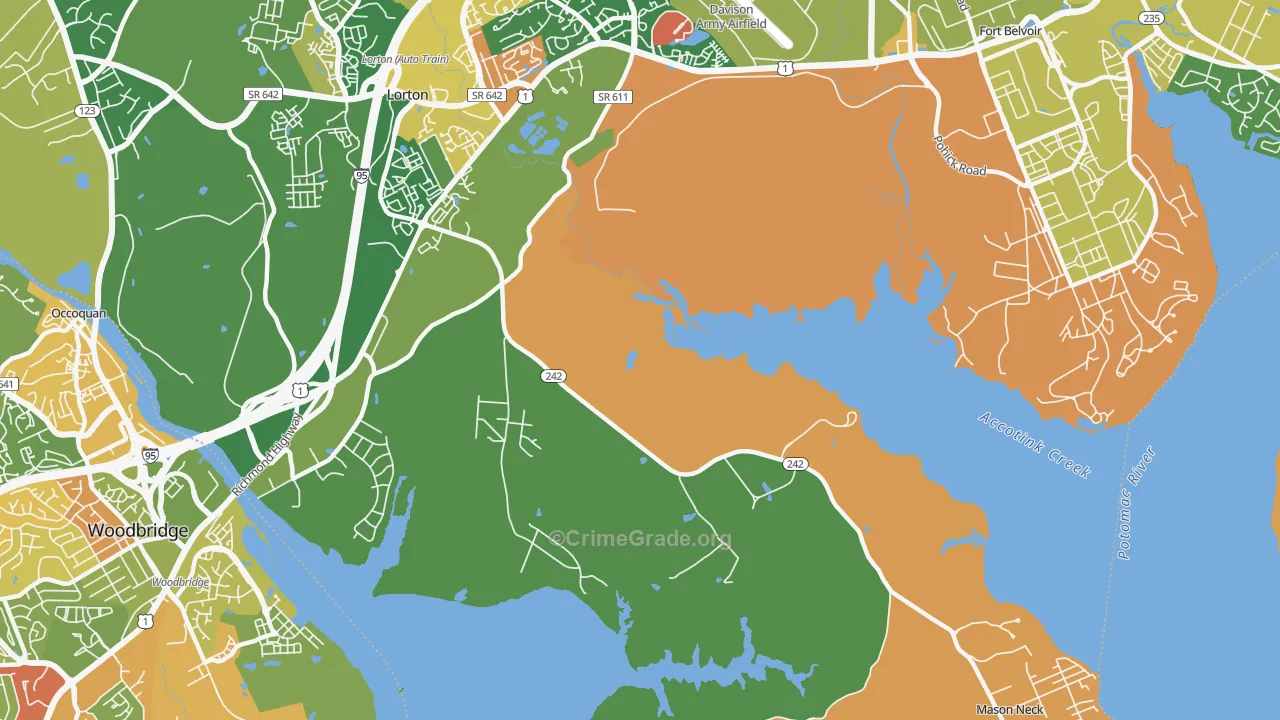 Mason Neck, VA Map of Murder Rates
