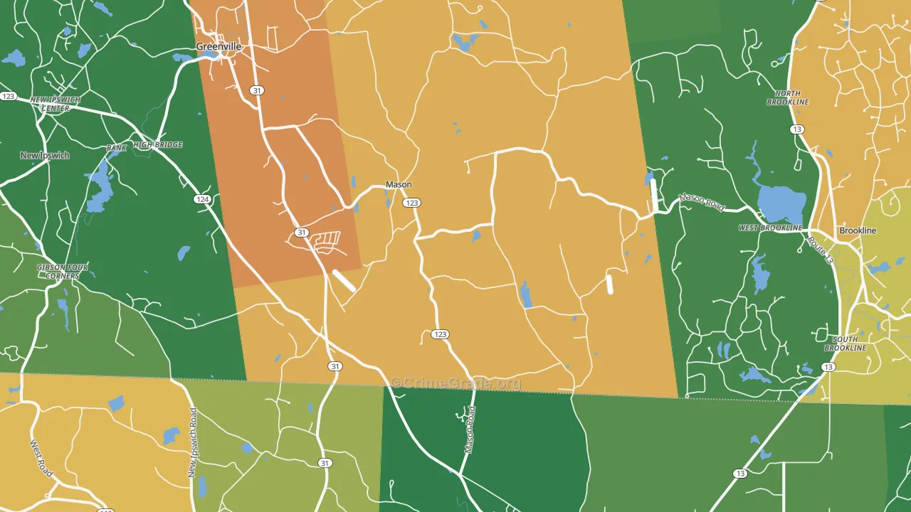 Mason, NH Map of Murder Rates