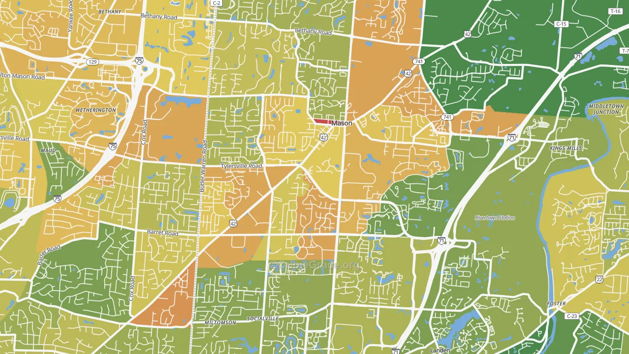 Mason, OH Map of Murder Rates
